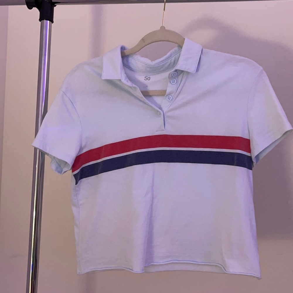 Blue cropped collared shirt